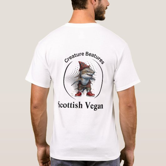 eigenzinnige haai in het Schotse Tartan | Grappig T-shirt (Achterkant)