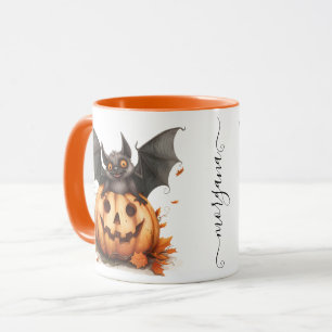 Eigenzinnige Halloween Black Bat & Pumpkin Coffee Mok