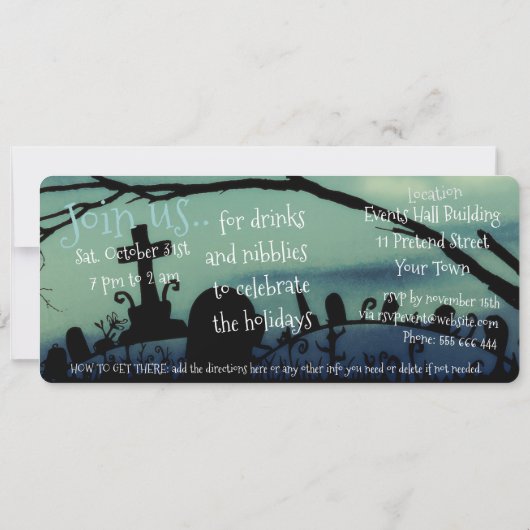Eigenzinnige Halloween Party Uitnodigingen (Achterkant)