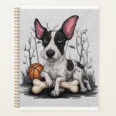 Eigenzinnige Halloween Pup: Gevlekte Hond Met Bask Planner (Voorkant)