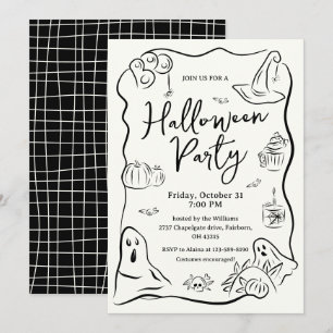 Eigenzinnige Hand Drawn Doodle Halloween Party Kaart