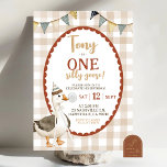 Eigenzinnige Hand-Drawn Een Gekke Gans Verjaardag Kaart<br><div class="desc">Eigenzinnige hand-getekende een Gekke Goose Verjaardag Uitnodiging,  Witte Coquette Boog Verjaardag Uitnodiging,  Bewerkbare Preppy Eerste Verjaardag Uitnodiging</div>