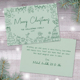 Eigenzinnige Hand getekend Vrolijk Kerstfeest Feestdagenkaart