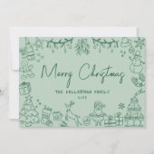 Eigenzinnige Hand getekend Vrolijk Kerstfeest Feestdagenkaart (Voorkant)