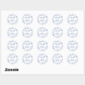 Eigenzinnige Hand Getrokken Blauw Whimsical Weddin Ronde Sticker (Vel)