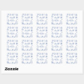 Eigenzinnige Hand Getrokken Blauw Whimsical Weddin Vierkante Sticker (Vel)