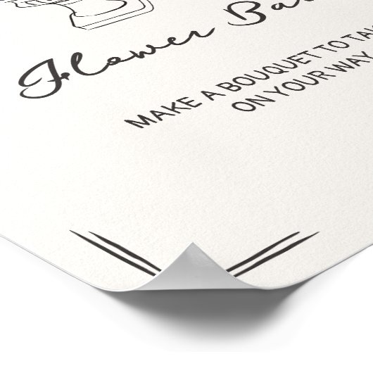 eigenzinnige hand getrokken bloemenurn bloem bar poster (Hoek)