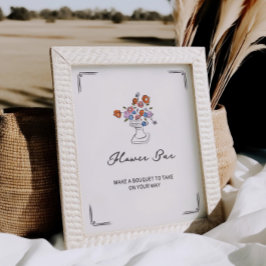 eigenzinnige hand getrokken bloemenurn bloem bar poster