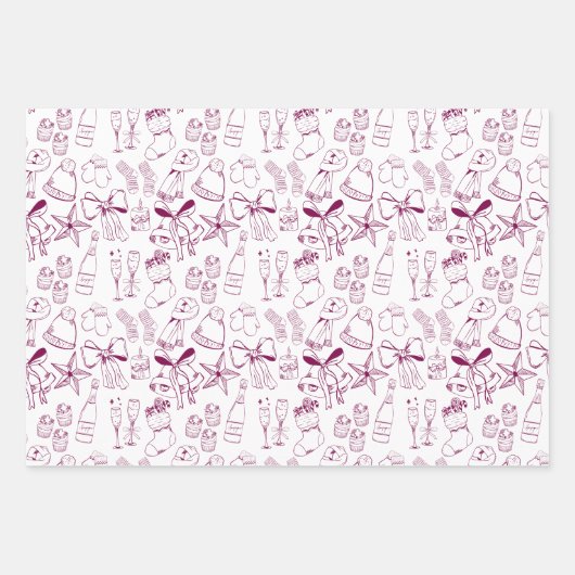 Eigenzinnige Hand Getrokken Bogen & Bubble Roze Ke Inpakpapier Vel (Voorkant)