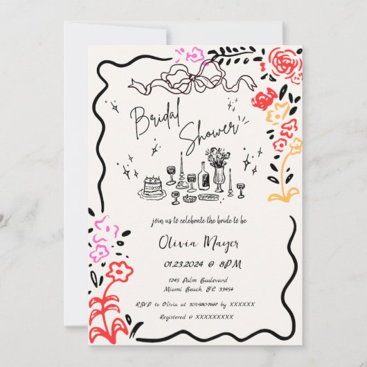 eigenzinnige hand getrokken boog krabbel golvende  kaart (Voorkant)