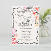 eigenzinnige hand getrokken boog krabbel golvende  kaart (Staand voorkant)