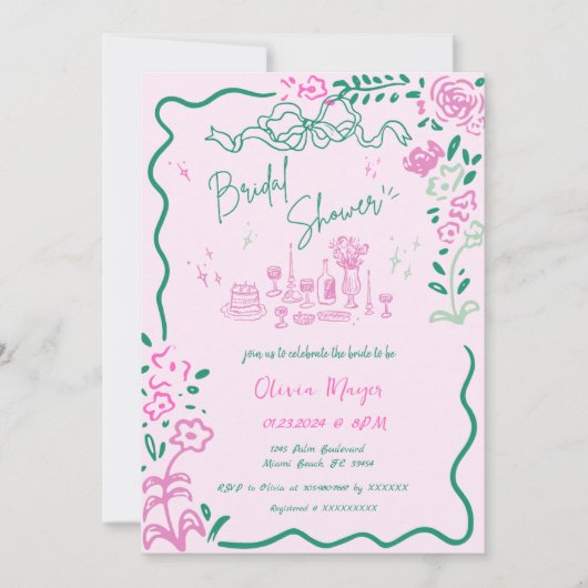 eigenzinnige hand getrokken boog krabbel golvende kaart (Voorkant)