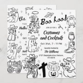 Eigenzinnige Hand Getrokken Cowboy Thema Halloween Kaart (Voorkant / Achterkant)