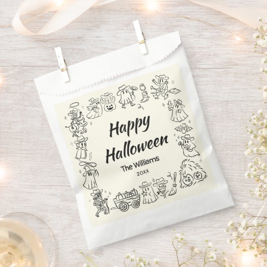 Eigenzinnige Hand Getrokken Doodles Halloween Bedankzakje (Geknipt)