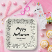 Eigenzinnige Hand getrokken Doodles Happy Hallowee Papieren Bordje (Feest)