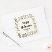 Eigenzinnige Hand getrokken Doodles Happy Hallowee Vierkante Sticker (Envelop)
