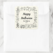 Eigenzinnige Hand getrokken Doodles Happy Hallowee Vierkante Sticker (Tas)
