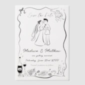 Eigenzinnige Hand Getrokken Doodles Wedding Save t Vellum Uitnodigingen (Voorkant)