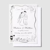 Eigenzinnige Hand Getrokken Doodles Wedding Save t Vellum Uitnodigingen (Offset)