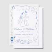 Eigenzinnige Hand Getrokken Doodles Wedding Save t Vellum Uitnodigingen (Offset)