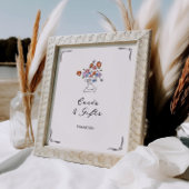 Eigenzinnige Hand getrokken Floral Urn Kaarten en  Poster