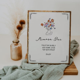 Eigenzinnige Hand getrokken Floral Urn Mimosa Bar Poster