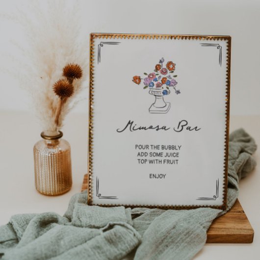 Eigenzinnige Hand getrokken Floral Urn Mimosa Bar Poster