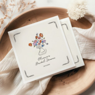 Eigenzinnige Hand getrokken Floral Urn Vrijgezelle Servet