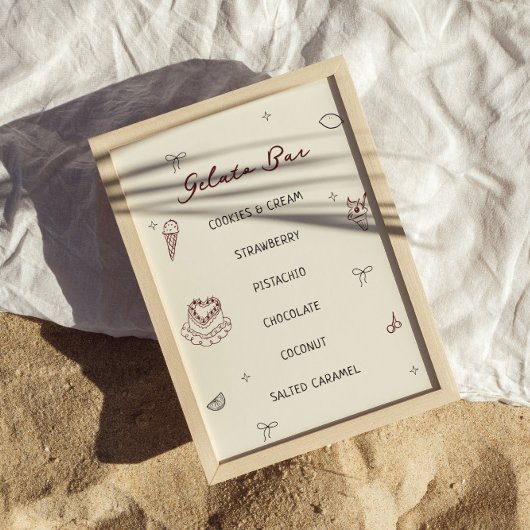 Eigenzinnige hand getrokken gelato bar poster