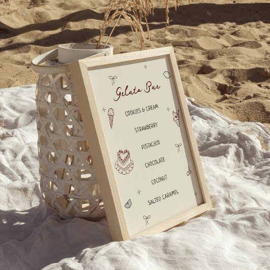 Eigenzinnige hand getrokken gelato bar poster