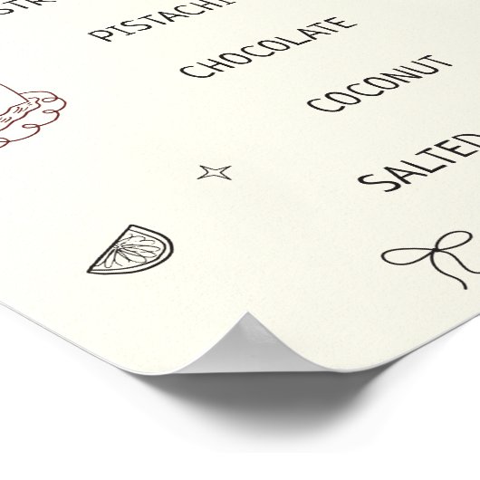 Eigenzinnige hand getrokken gelato bar poster (Hoek)