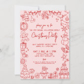 Eigenzinnige hand getrokken grillige kerstfeest kaart (Voorkant)