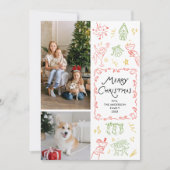 Eigenzinnige Hand Getrokken Iconen Vrolijk Kerstmi Feestdagenkaart (Voorkant)