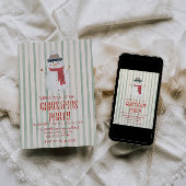 eigenzinnige hand getrokken kerst sneeuwpop parti kaart