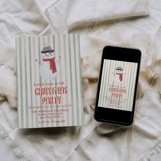 eigenzinnige hand getrokken kerst sneeuwpop parti kaart