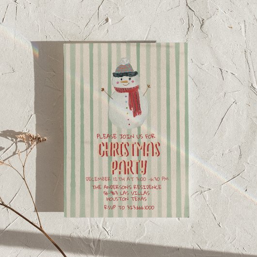 eigenzinnige hand getrokken kerst sneeuwpop parti kaart