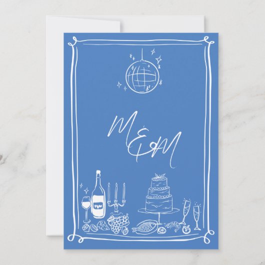 Eigenzinnige Hand Getrokken Krabbel Doodles Weddin Save The Date (Achterkant)