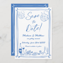 Eigenzinnige Hand Getrokken Krabbel Doodles Weddin Save The Date
