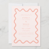 Eigenzinnige Hand Getrokken Lijn Blush Roze Huweli Kaart (Voorkant)