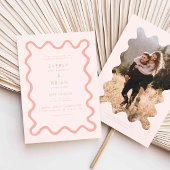 Eigenzinnige Hand Getrokken Lijn Blush Roze Huweli Kaart