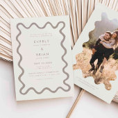 Eigenzinnige Hand Getrokken Lijn Cream Wedding Kaart