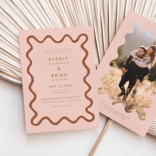 Eigenzinnige Hand Getrokken Lijn Terracotta Huweli Kaart