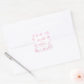 Eigenzinnige Hand Getrokken Roze Whimsical Wedding Vierkante Sticker (Envelop)
