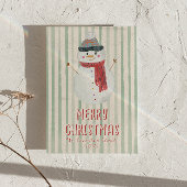 eigenzinnige hand getrokken sneeuwman kerst plezi feestdagenkaart
