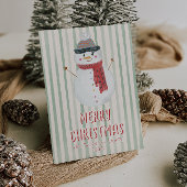 eigenzinnige hand getrokken sneeuwman kerst plezi feestdagenkaart