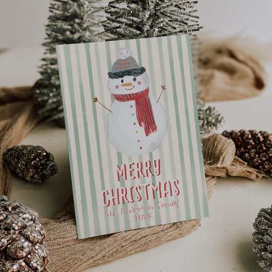 eigenzinnige hand getrokken sneeuwman kerst plezi feestdagenkaart