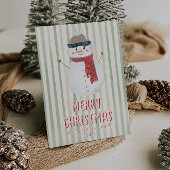 Eigenzinnige Hand Getrokken Sneeuwman Kerstmis Nie Feestdagenkaart