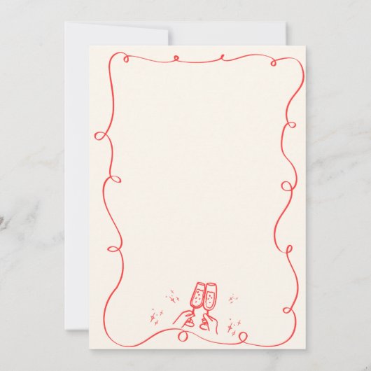 Eigenzinnige Hand Getrokken Squiggle Rode Kerstfee Kaart (Achterkant)