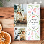 Eigenzinnige Hand Getrokken Vrolijke Kerstmis 2 Fo Feestdagenkaart