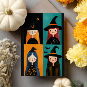 Eigenzinnige Heksenillustraties Spookachtige Schat Briefkaart